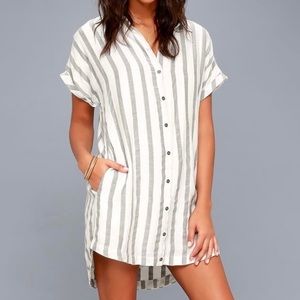 Skipper White & Grey Stripped Shirt Dress